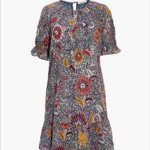 Madewell Ruffle-Sleeve Popover Dress in Bali Blooms EUC S